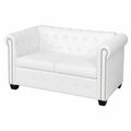 Modernes 2-Sitzer Chesterfield-Sofa aus Kunstleder in Weiß