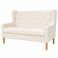 Gemütliches 2-Sitzer-Sofa aus cremeweißem Stoff für das Wohnzimmer