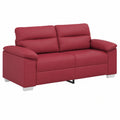 Kunstleder 2-Sitzer Sofa in Weinrot, 180x81x84 cm