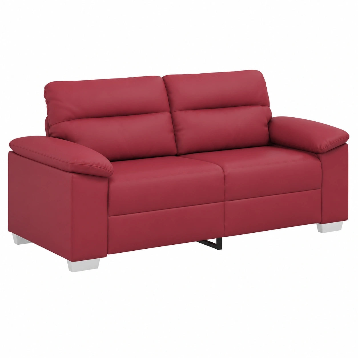 Kunstleder 2-Sitzer Sofa in Weinrot, 180x81x84 cm