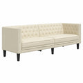 Chesterfield Sofagarnitur 2-teilig, Cremesessel aus Kunstleder