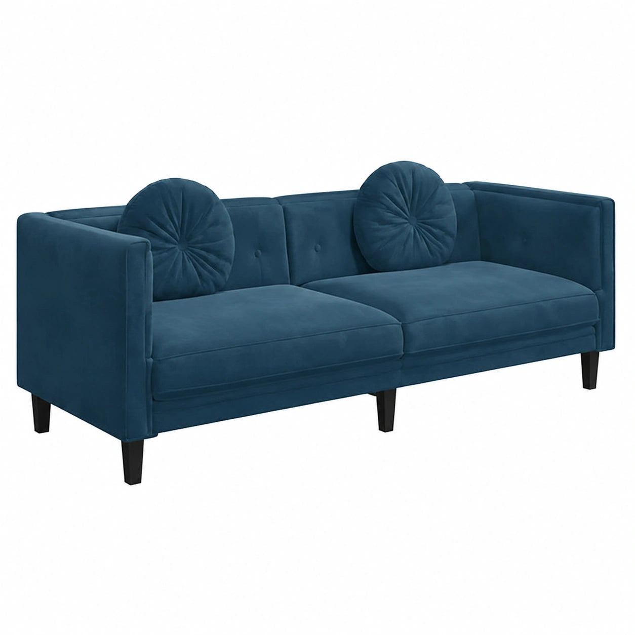 Moderner 2-teiliges Sofaset in Blauem Samt mit Kissen