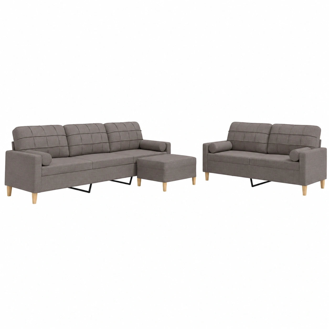 Moderne Sofagarnitur 3-teilig mit Hocker, Taupe Polstersofa für Wohnzimmer
