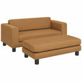 Kinder-Sofa-Set aus Samt in Braun mit Hocker, sichere Ecken, Polstersessel für Kinderzimmer