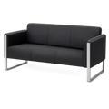Moderner 3-Sitzer Loungesofa aus Kunstleder mit Metallrahmen, Schwarz