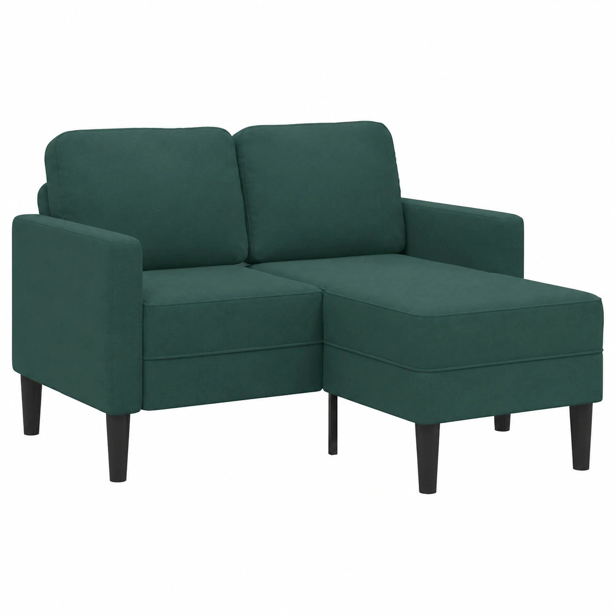 Elegantes 2-Sitzer-Sofa mit Chaiselongue in Dunkelgrün, 125 cm – Samt-Design für Wohnzimmer und Schlafzimmer