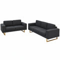 Großes Ecksofa aus Stoff, 5-Sitzer, Dunkelgrau, für Wohnzimmer