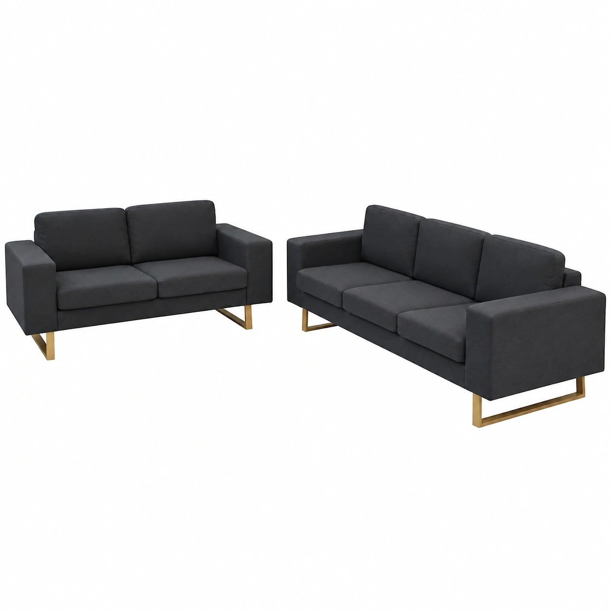 Großes Ecksofa aus Stoff, 5-Sitzer, Dunkelgrau, für Wohnzimmer