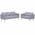 Großes 5-Sitzer Sofa aus Stoff mit Holzdetails