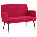 Samt Sitzbank mit Rückenlehne in Weinrot, 108x79x79 cm, für Wohnzimmer oder Flur