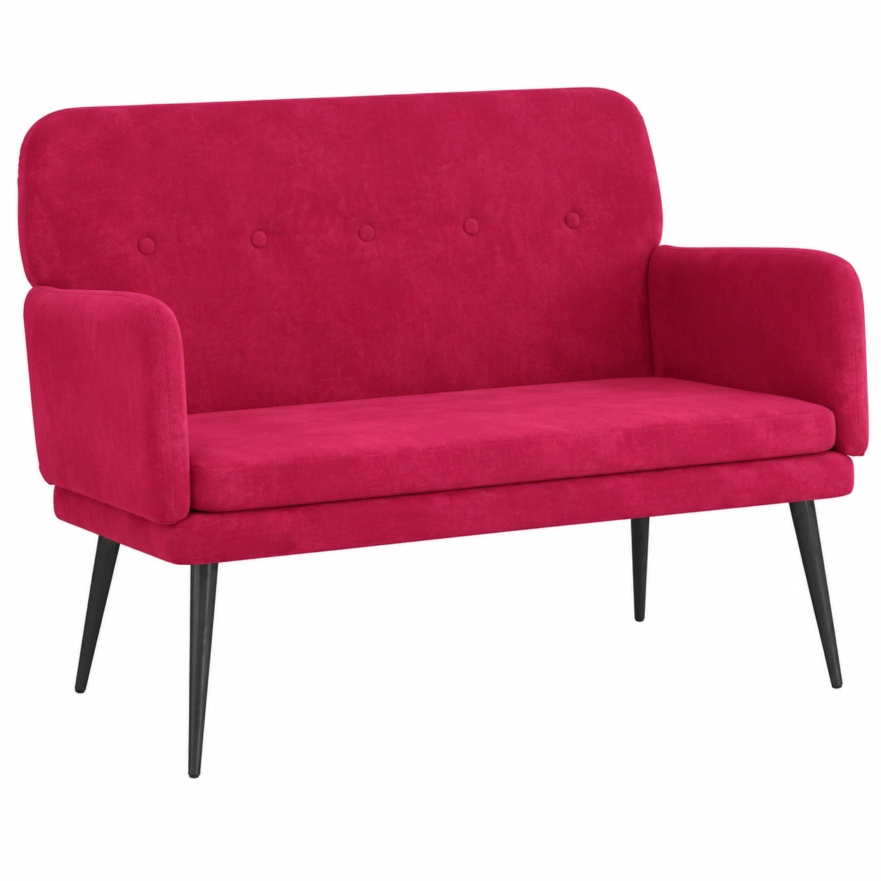 Samt Sitzbank mit Rückenlehne in Weinrot, 108x79x79 cm, für Wohnzimmer oder Flur