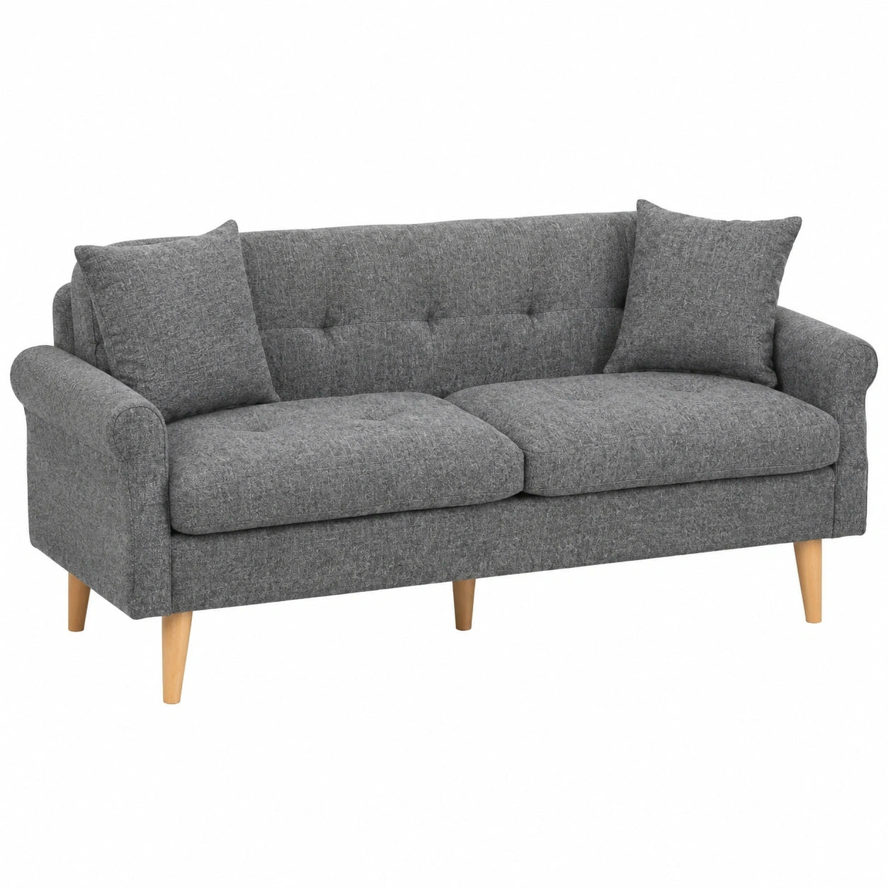Ergonomisches Merax Chenille Doppelsofa mit Holzfüßen – Gemütliches Polstersofa für kleine Räume