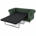 Chesterfield Schlafsofa Asti, 3-Sitzer mit Holzfüßen, Klappsofa in Grün