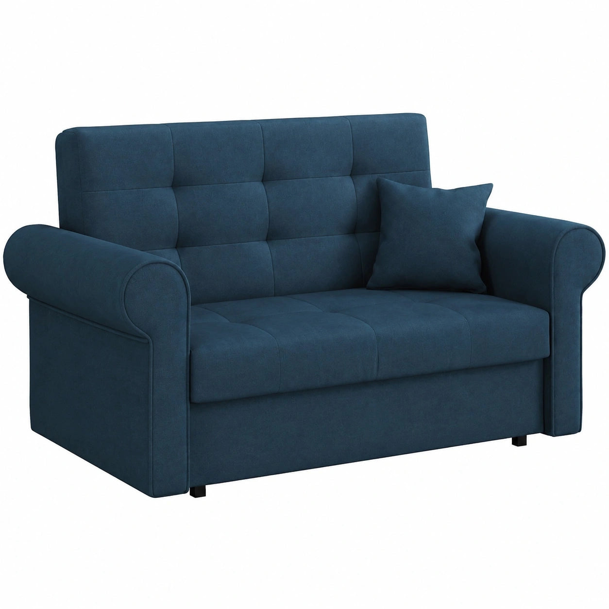 Elegantes Schlafsofa Viva Silver II mit Bettkasten und Kissen, Zweisitzer mit abgerundeten Armlehnen, multifunktionales Bettsofa