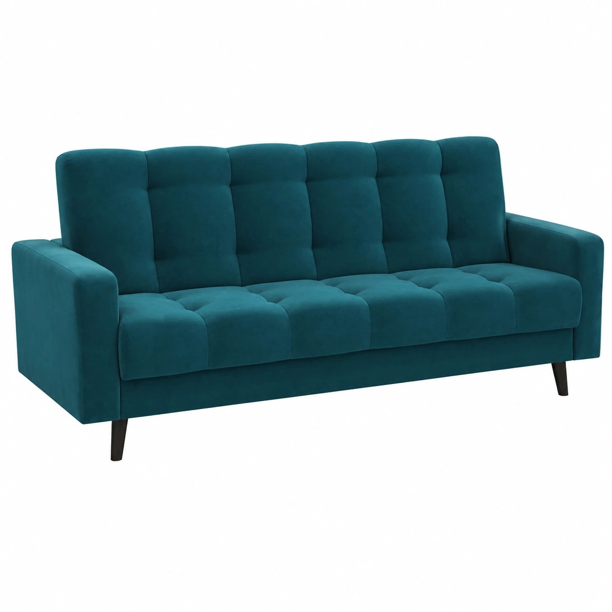 Gemütliches Schlafsofa Nancy mit Stauraum und Schlaffunktion, 220cm Breit, Veloursstoff Marine