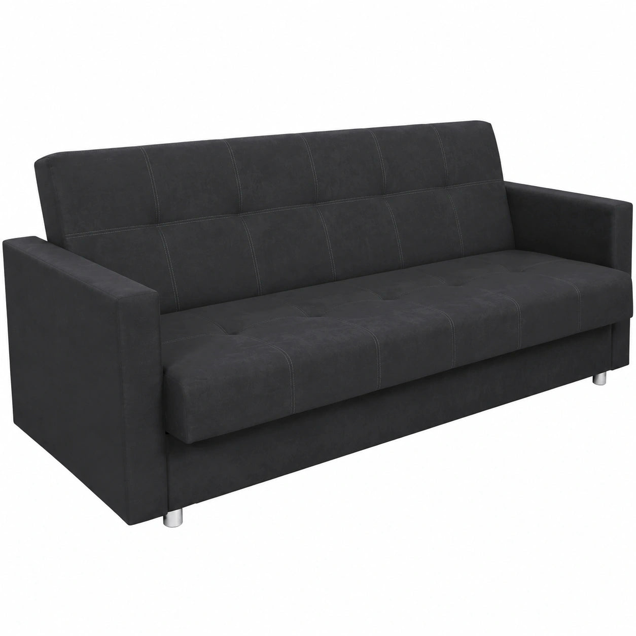 Schlafsofa Dave mit Bettkasten und Klick-Klack-Funktion in Suedine Schwarz