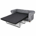 Elegantes Chesterfield Schlafsofa Asti, 3-Sitzer, mit Holzfüßen und Samtbezug in Grau