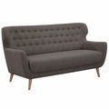CAVADORE Klassisches Dreisitzer-Sofa Abby mit Knopfdetails, Strukturstoff, Dunkelgrau, 183x89x88 cm