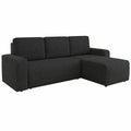 Ecksofa Roma L mit Bettkasten und Schlaffunktion, Cord Stoff, Schwarz