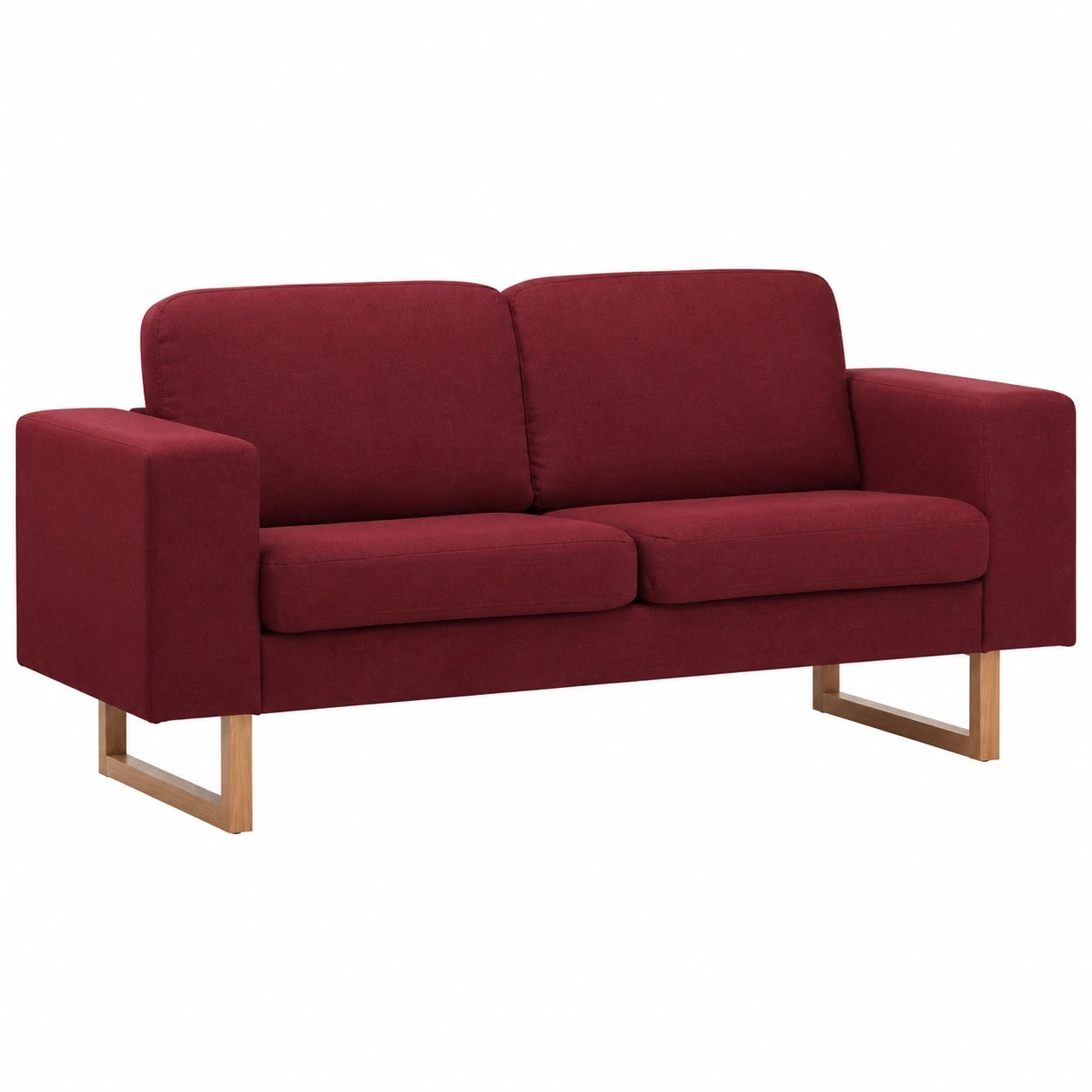 Hommdiy 2-Sitzer Sofa aus Stoff, Wohnzimmer Couch in Weinrot