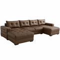 A&J MöbelLand Ecksofa Modena mit Schlaffunktion, Bonellfederkern und Stauraum, 320x185 cm, Braun