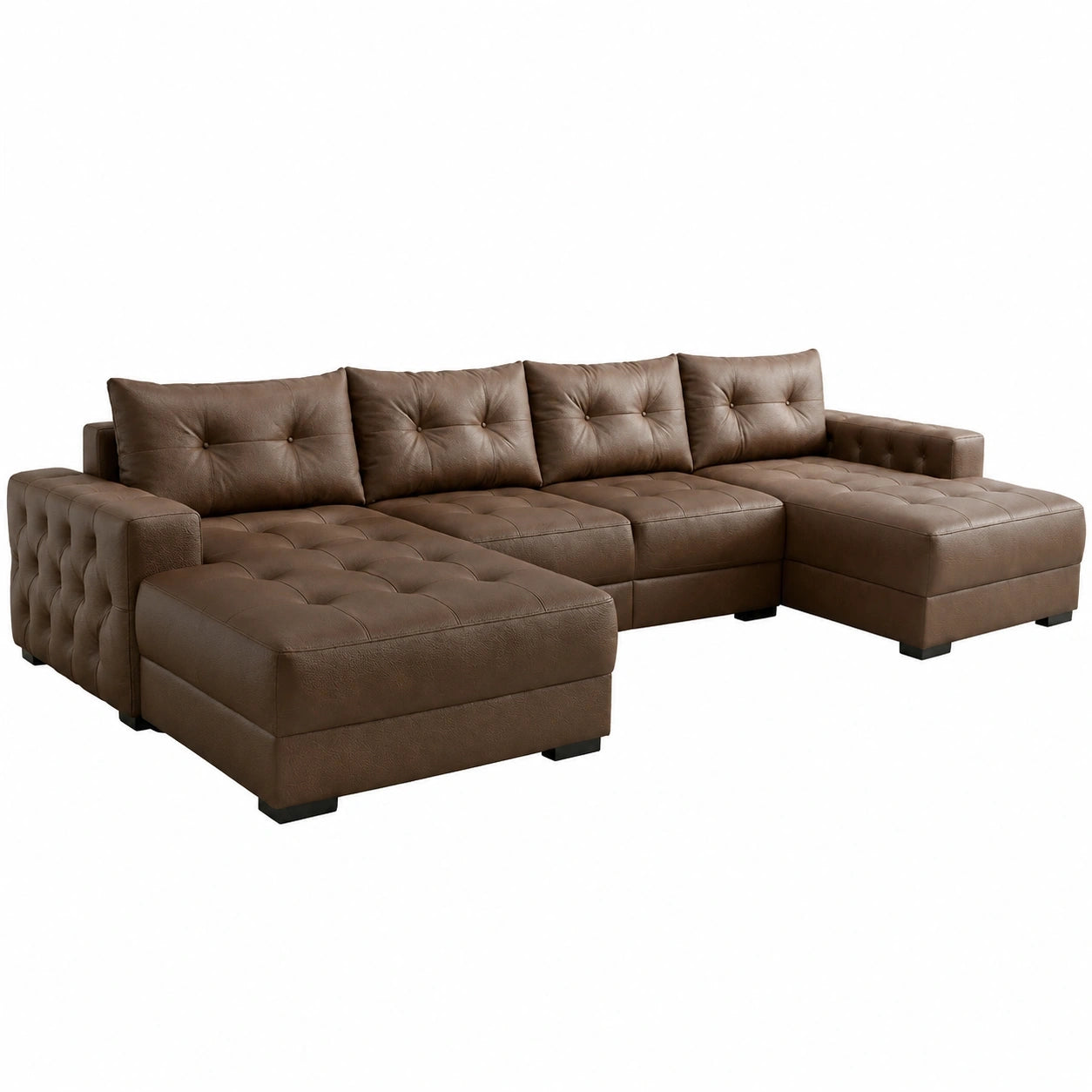 A&J MöbelLand Ecksofa Modena mit Schlaffunktion, Bonellfederkern und Stauraum, 320x185 cm, Braun