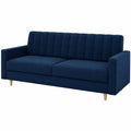 Elegantes Schlafsofa Sara mit Bettkasten und Wellenfederung, Dunkelblau Velours