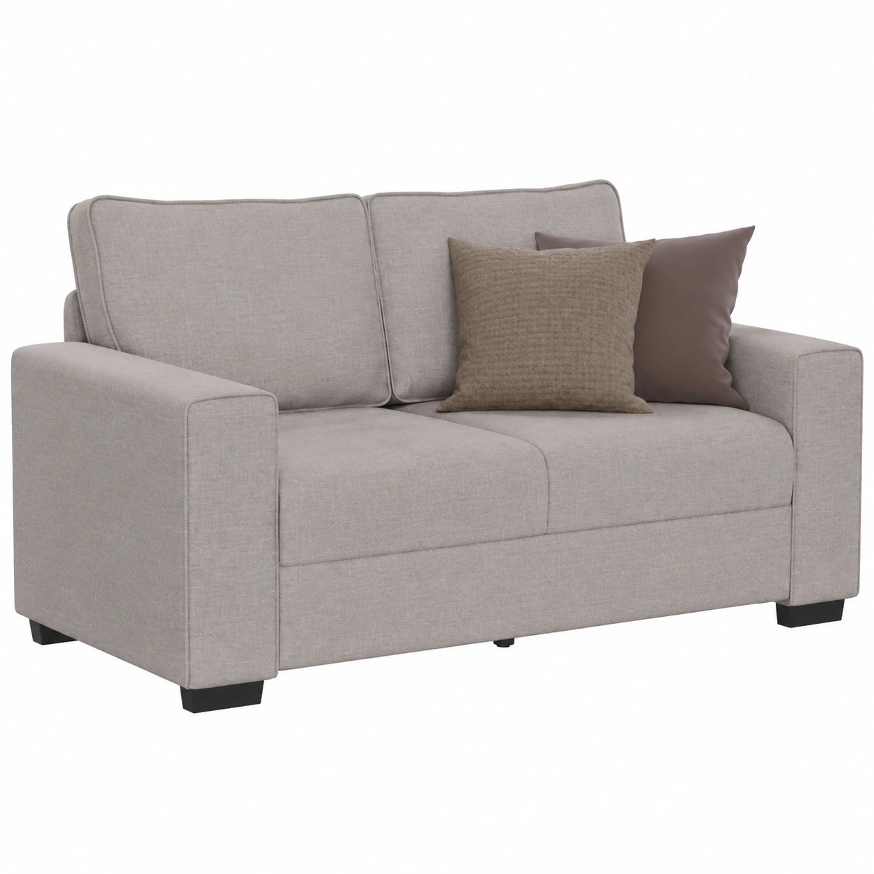 Modernes 2-Sitzer Sofa, Komfortabel, Dicke Polsterung, Stoff Taupe, für Wohn- und Schlafzimmer