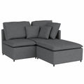 Modulares Dunkelgraues Sofa-Fußhocker-Modul 100x100 cm, Moderne Polstersofa für Wohn-, Schlaf- und Spielzimmer