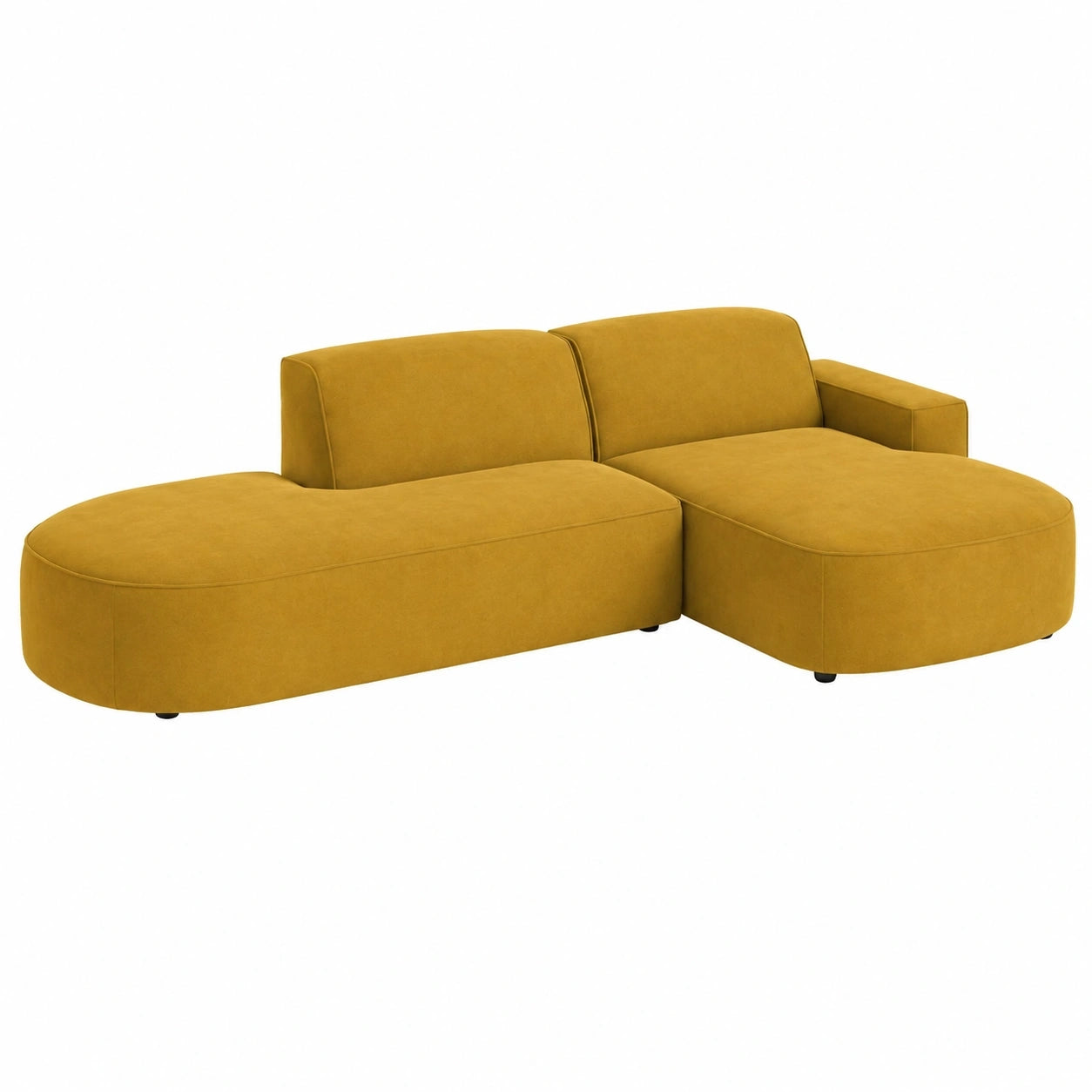 Kaiser Möbel Ecksofa in L-Form mit Ottomane, Gelbes Relaxsofa aus Velours für das Wohnzimmer, 3-Sitzer Couch Salvador