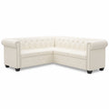 Chesterfield Ecksofa 5-Sitzer Kunstleder Weiß, Multifunktionales Relaxsofa für Büro und Wohnzimmer