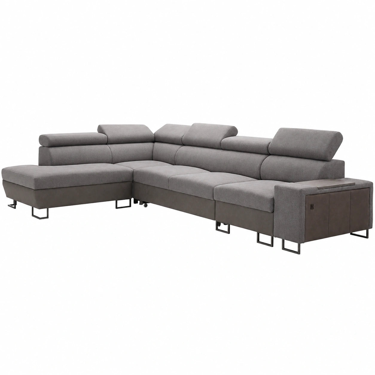 Modernes Ecksofa Melani mit Schlaffunktion und Bettkasten, Kunstleder, linksseitig, 360x220 cm