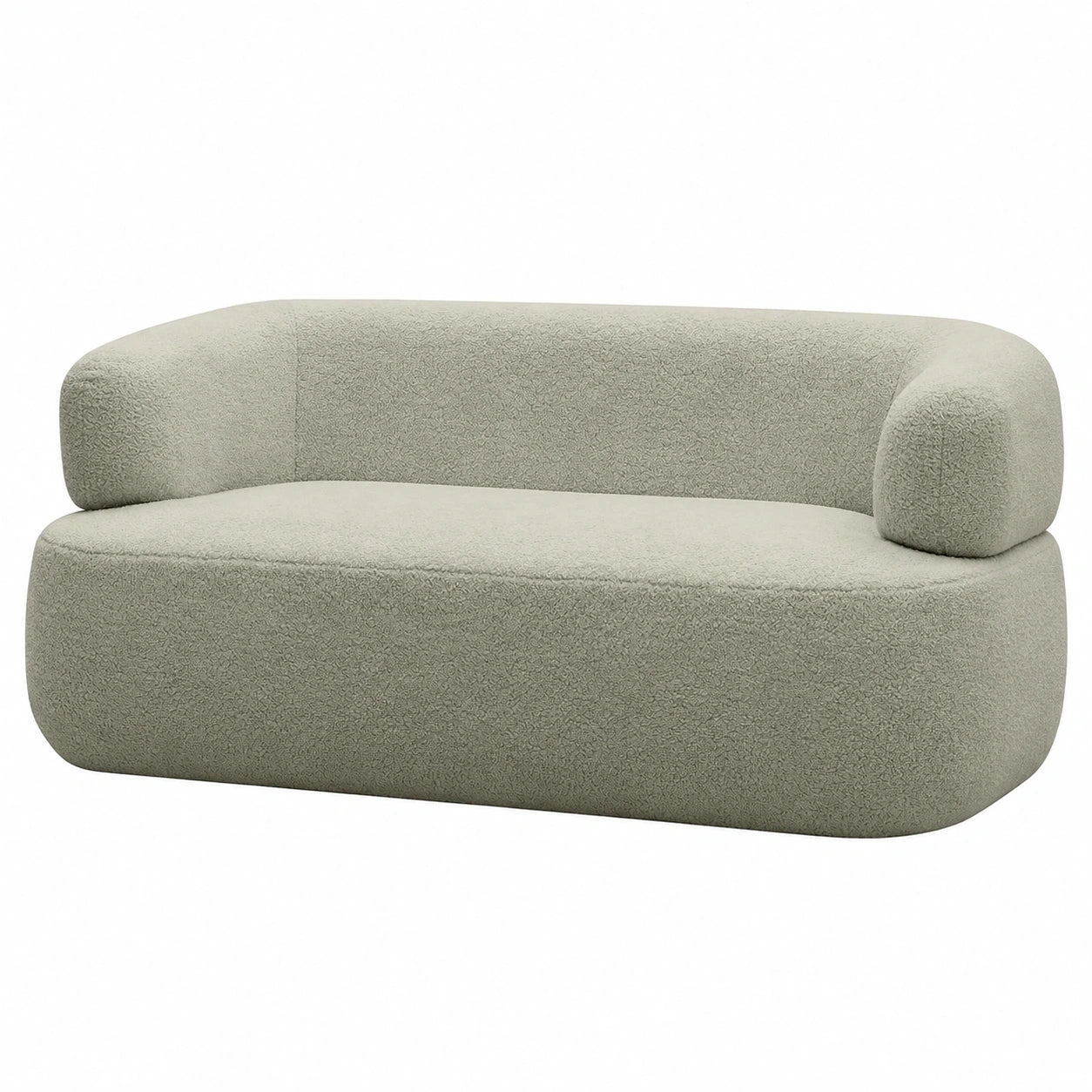 DOMO. 2-Sitzer Sofa Molina in Teddy-Stoff, modernes Design, runde Ecken, Polstersofa in Taupe, 160 x 86 x 71 cm
