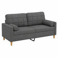 Modernes 2-Sitzer Sofa mit Zierkissen, Dunkelgraue Polstercouch für Büro und Wohnung, 140 cm