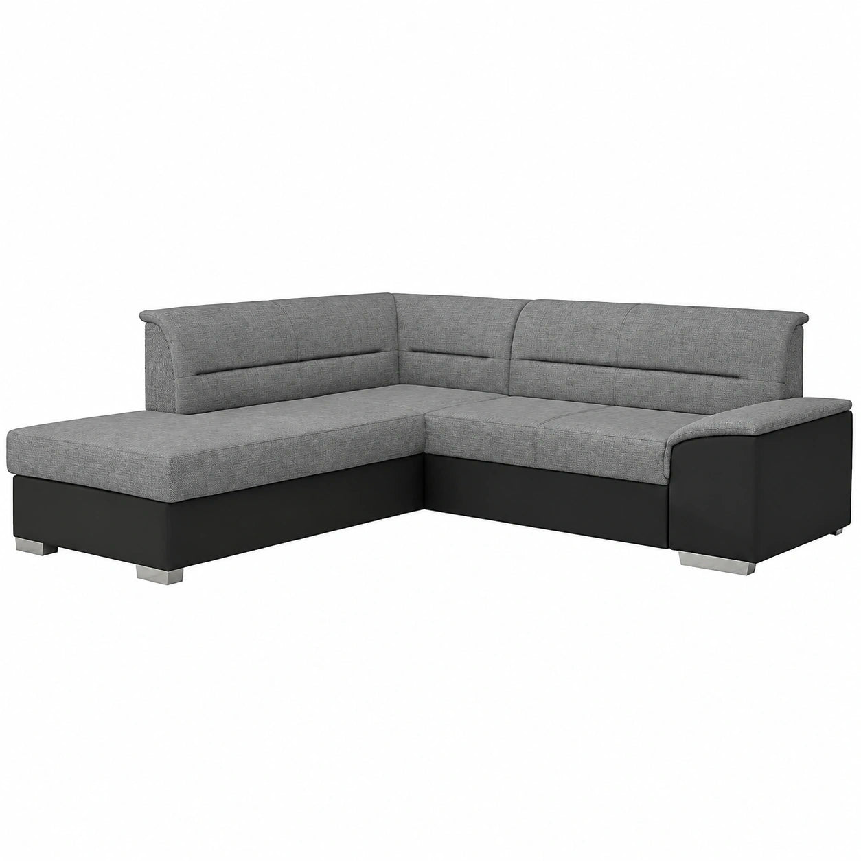 Gemütliches Ecksofa Alma mit Bettkasten und Schlaffunktion, links ausgerichtet, Stoffkombination Sawana21+Soft11