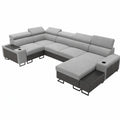 Modernes Ecksofa Melani IV mit Schlaffunktion, U-Form, Stauraum, 335x205x170 cm, Rechtsausrichtung, Freya Design