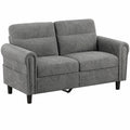 Modernes 2-Sitzer Sofa mit Seitentasche und abnehmbaren Kissen, Dunkelgrau, 152x76x84 cm, ideal für Wohnzimmer und Büro