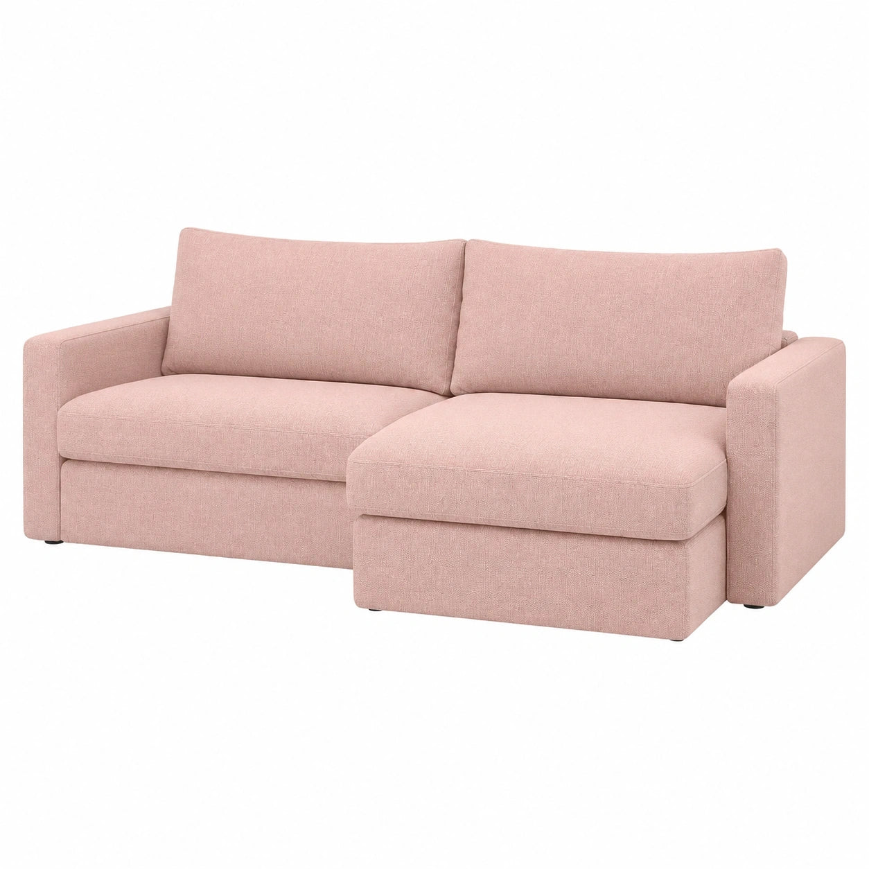 Ecksofa mit Schlaffunktion und Bettkasten, L-Form Ottomane, Rosa, Rechts