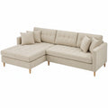 Marino Samt Chaiselongue Sofa umstellbar mit Kissen, Sandfarben, 290x177 cm