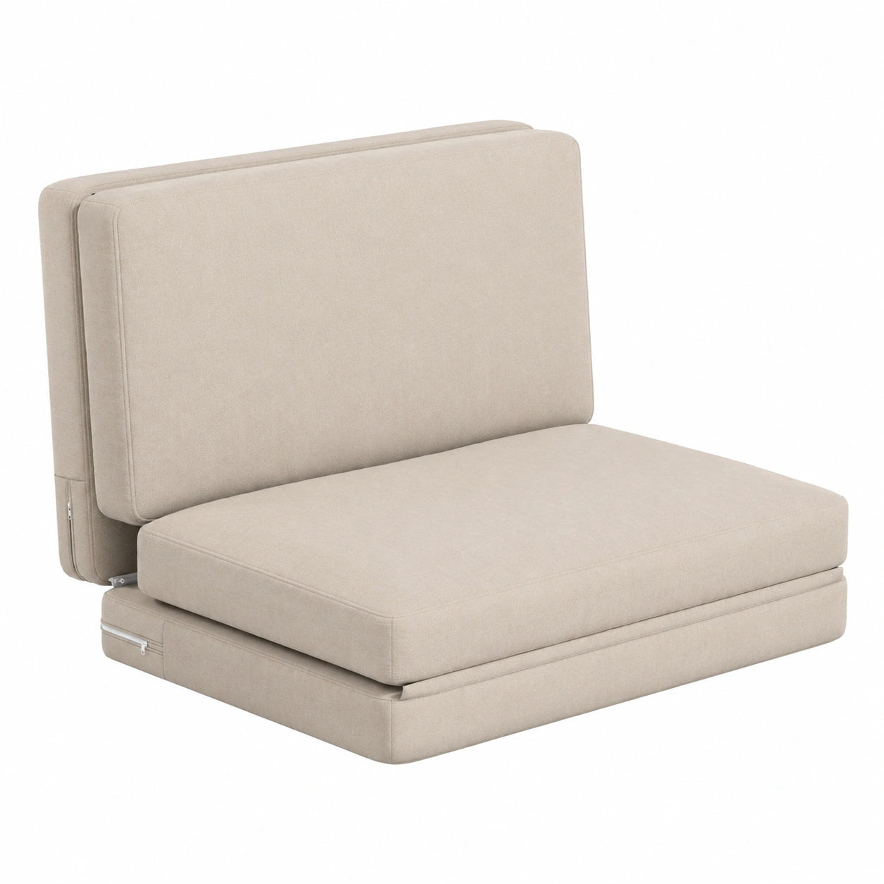 Vielseitiges 3-in-1 Schlafsofa in Samtoptik – Umwandelbares Gästebett in Beige