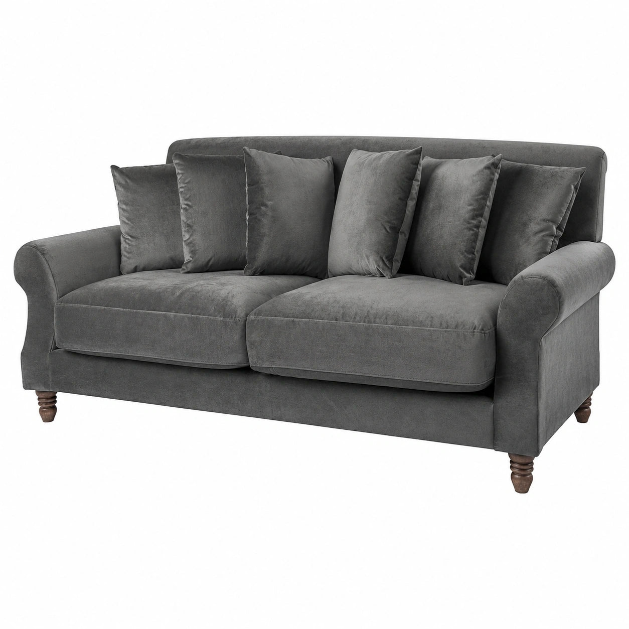 Retro Samt 2-Sitzer Sofa in Grau mit Kissen - Beliani Eike