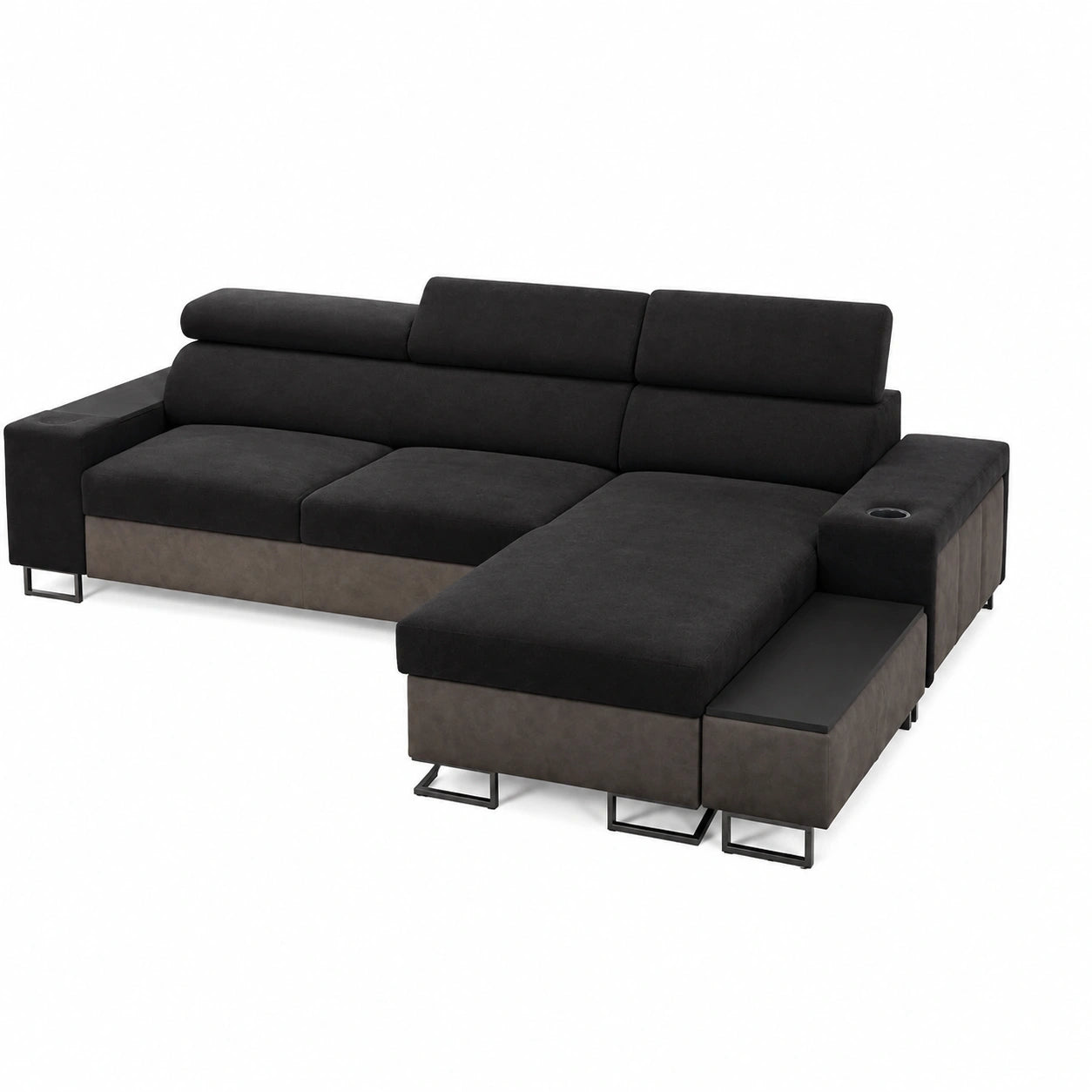 Ecksofa Melani I Maxi mit Schlaffunktion und Bettkasten, Kunstleder, rechte Seite, 291x182cm, L-Form