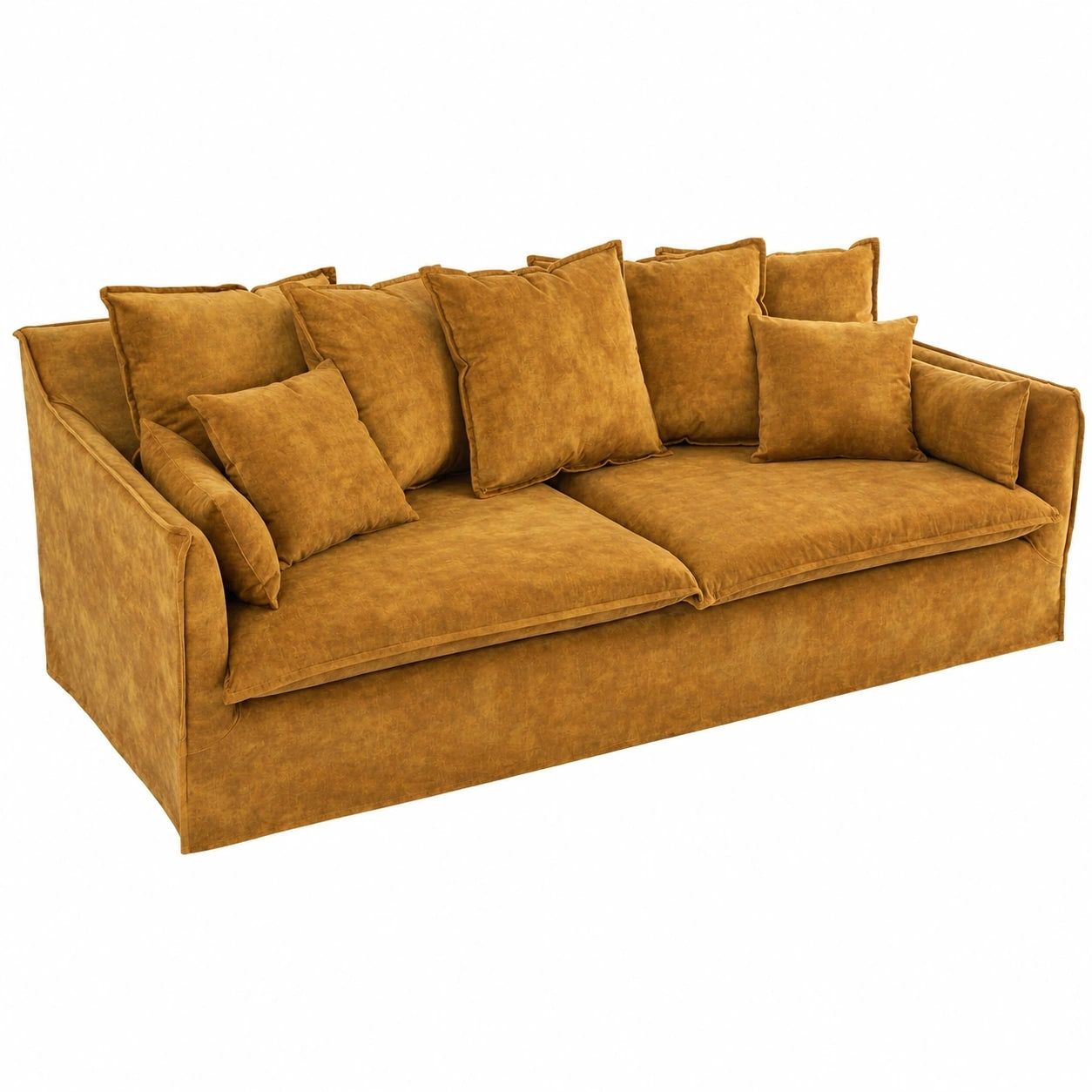 Riess Ambiente Samtsofa Heaven, 3-Sitzer, 200cm, Senfgelb, Waschbarer Bezug