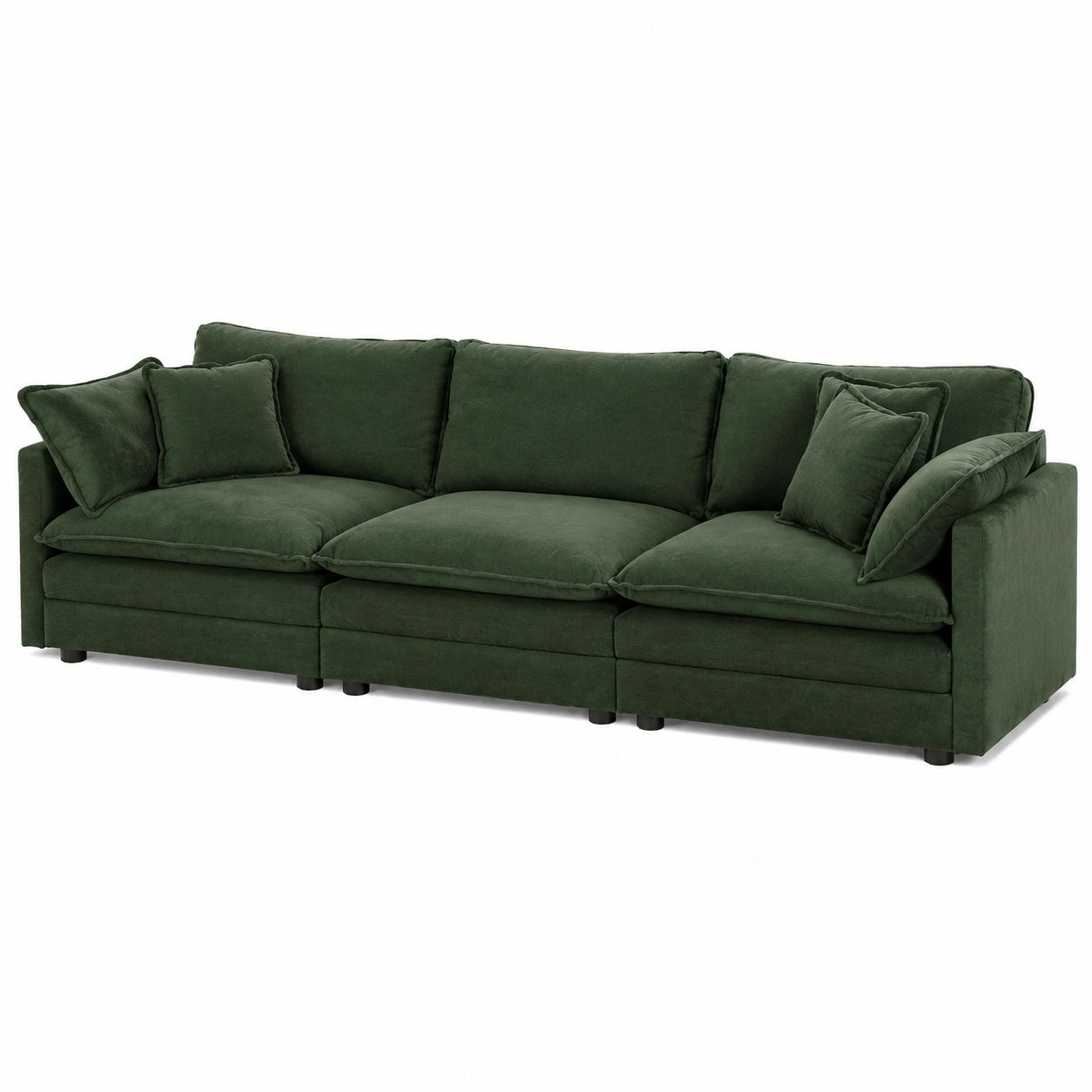 Modernes 3-Sitzer-Sofa Ecke, Chenille, Grün, für Wohnzimmer und Büro