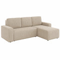 Ecksofa Roma L mit Bettkasten und Schlaffunktion - Cordstoff, Beige