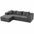 Garvee L-förmiges 3-Sitzer Ecksofa mit Memory-Foam, Dunkelgrau, Ohne Montage