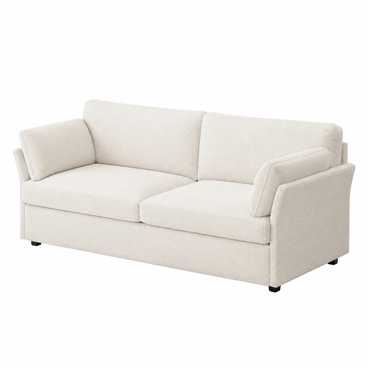 Guyii Modernes 2-Sitzer Sofa aus Stoff, 186 cm, Bequemes Polstersofa für Wohnzimmer & kleine Räume, Cremeweiß